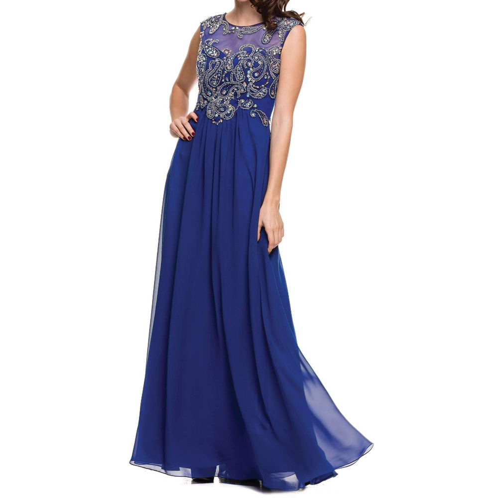 NWT Beaded Royal Sleeveless Long dress Size Med